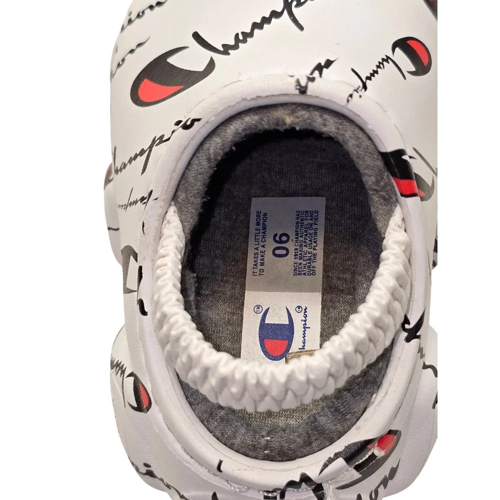Champion University Super Meloso Script Clog Slippers White Toddler Size 6